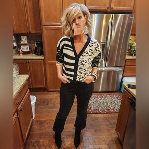 Black Good American Crop Flare Jeans